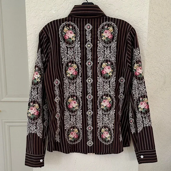 Floral Embroidered Brown Blouse - Picture 3 of 15